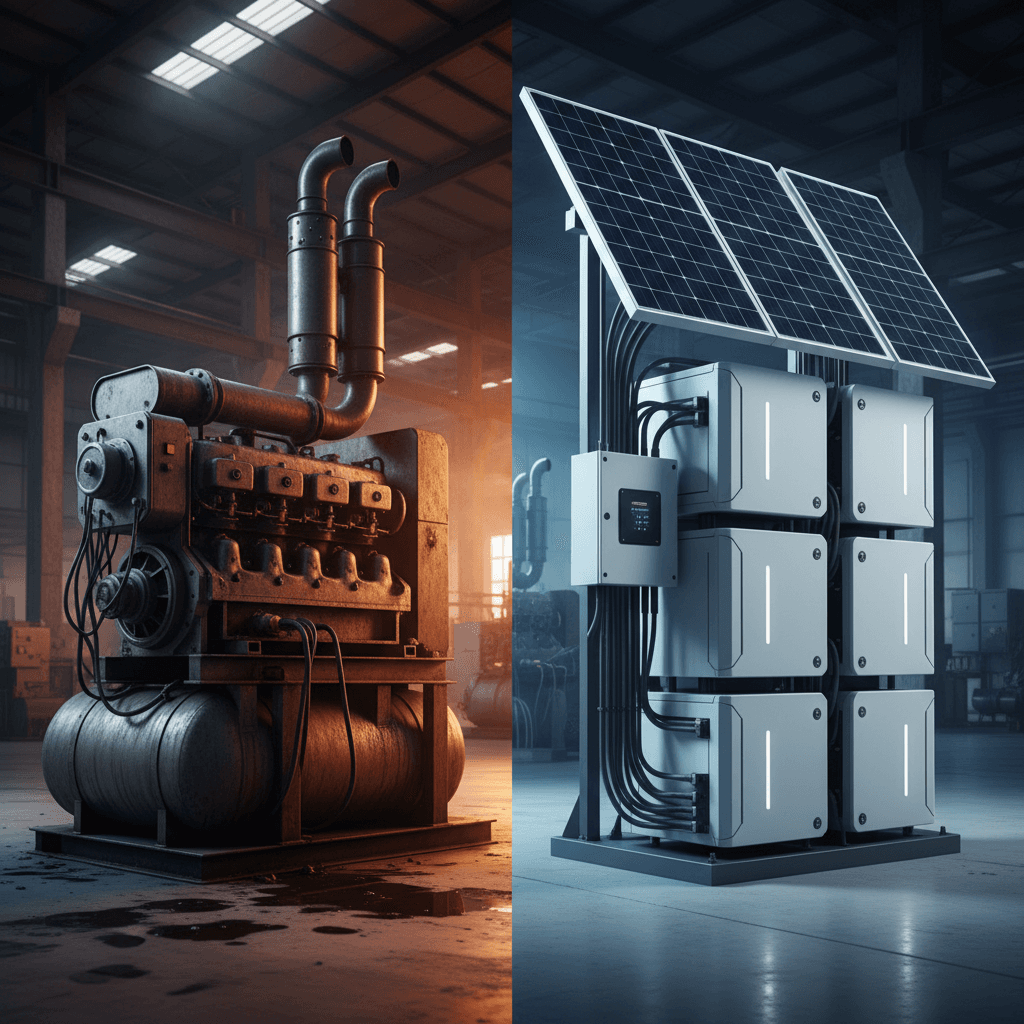 גנרטור דיזל מול מערכת אגירה סולארית: השוואה כלכלית ותפעולית