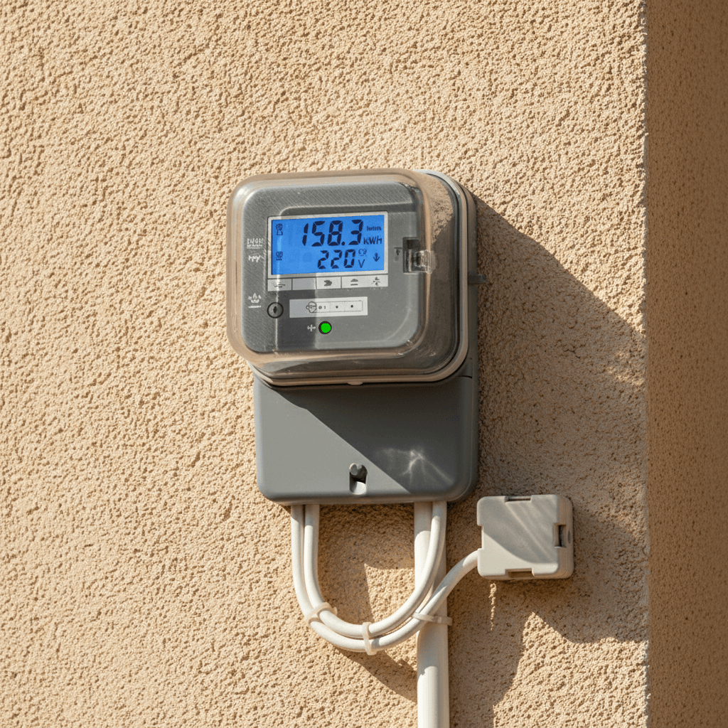 מונה חכם דיגיטלי מותקן בלוח חשמל ביתי בישראל