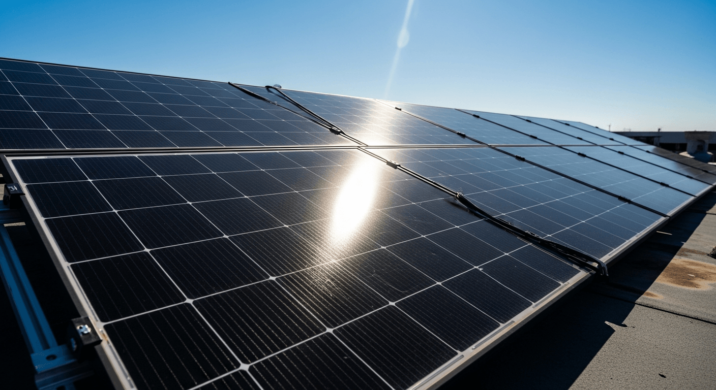 טכנאי מתקין פאנלים סולאריים על גג בית פרטי בישראל